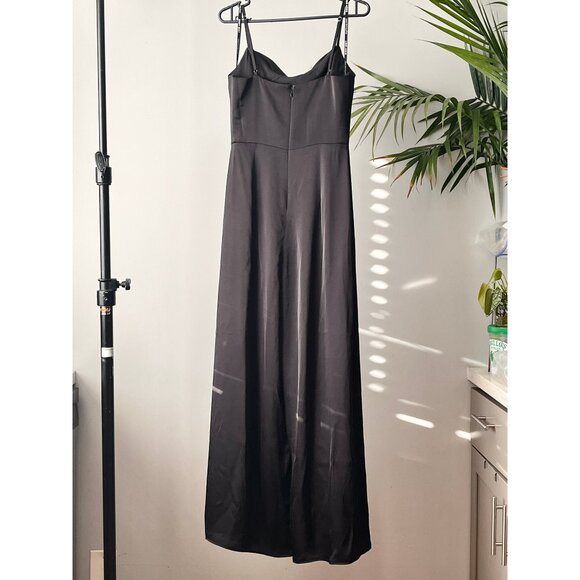 Birdy Grey 'Donna' cowl neck black matte satin jumpsuit - Picture 2 of 8